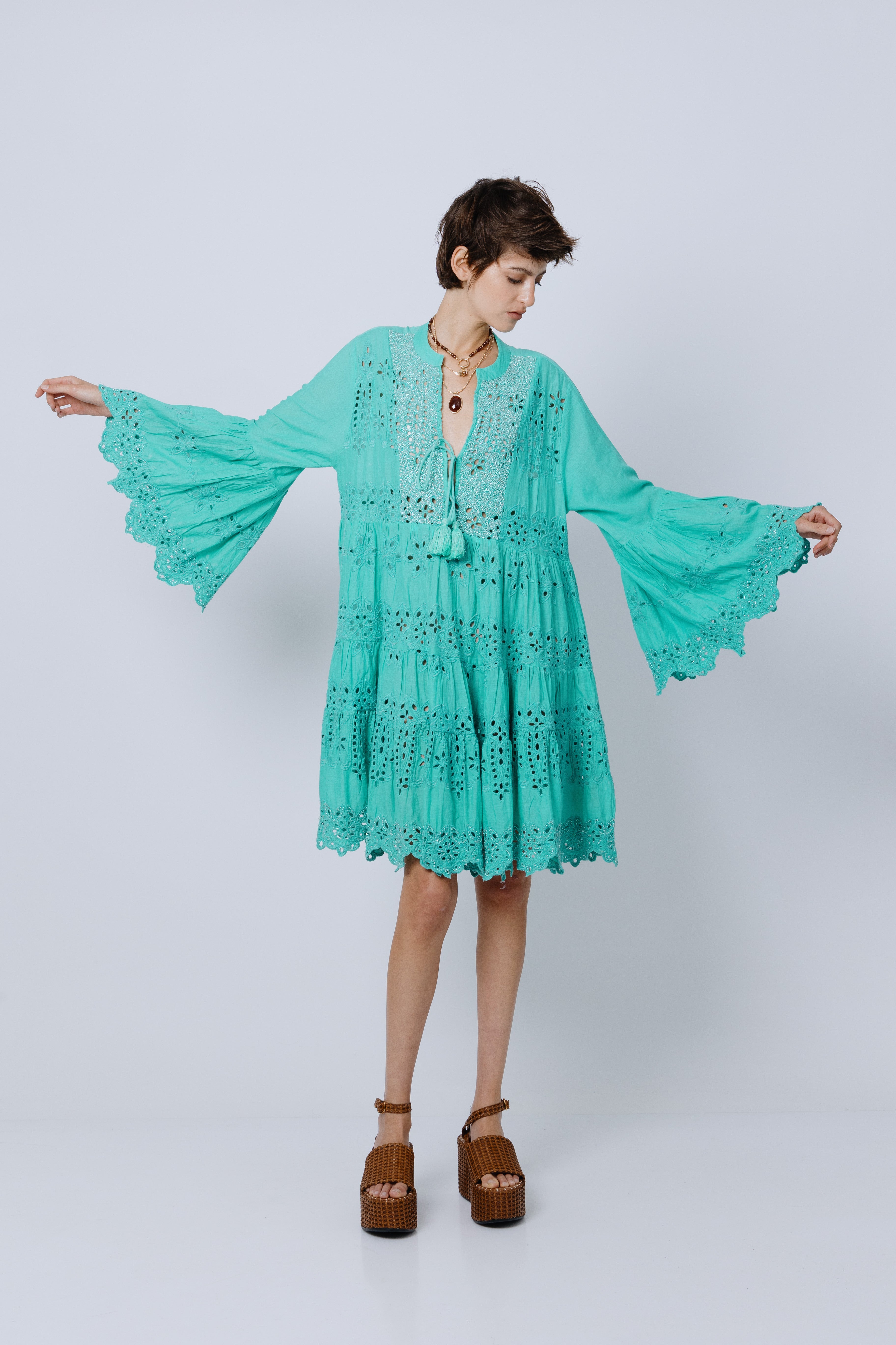 שמלת ריזורט תחרה כותנה טיפאני