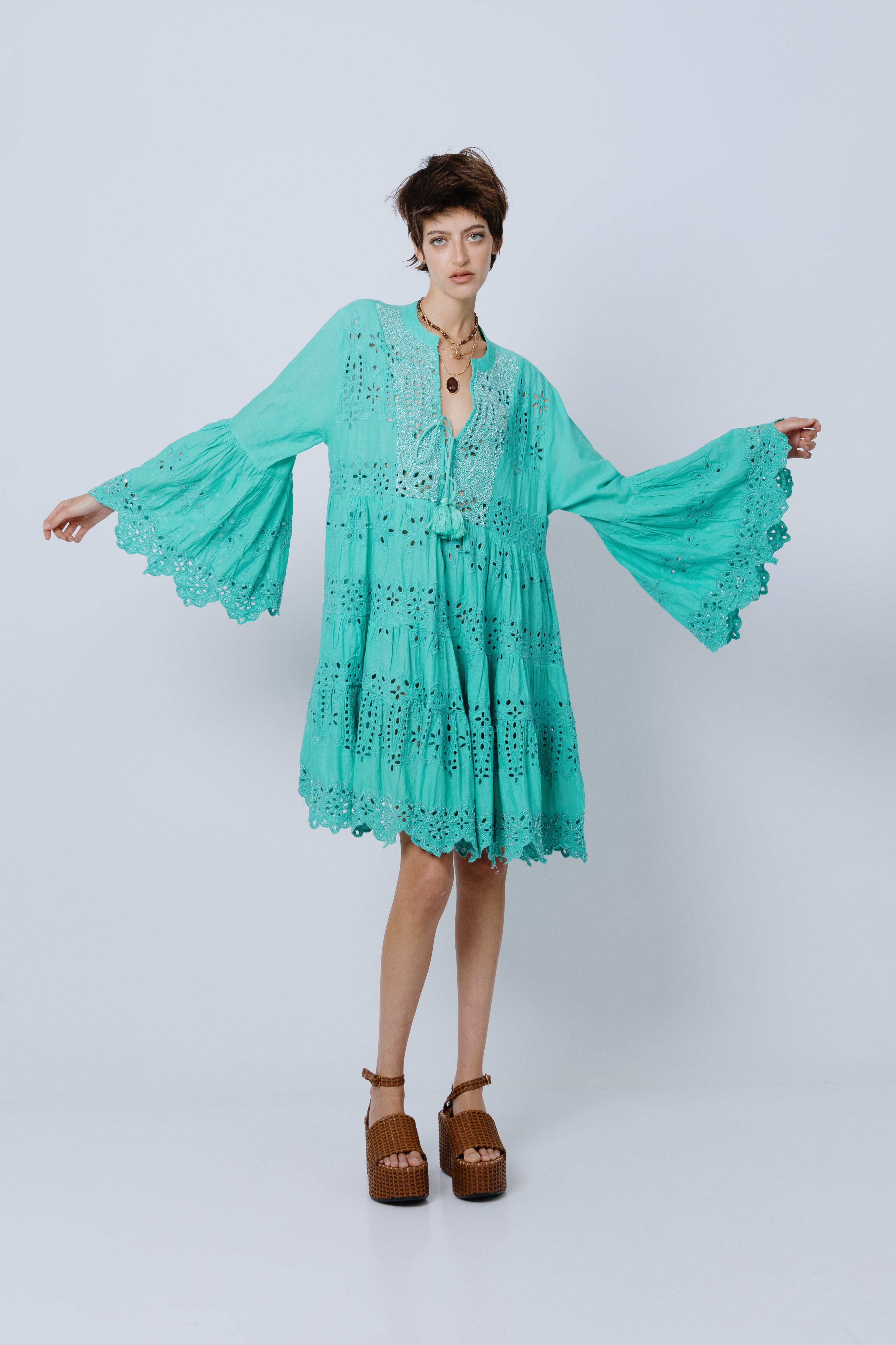 שמלת ריזורט תחרה כותנה טיפאני