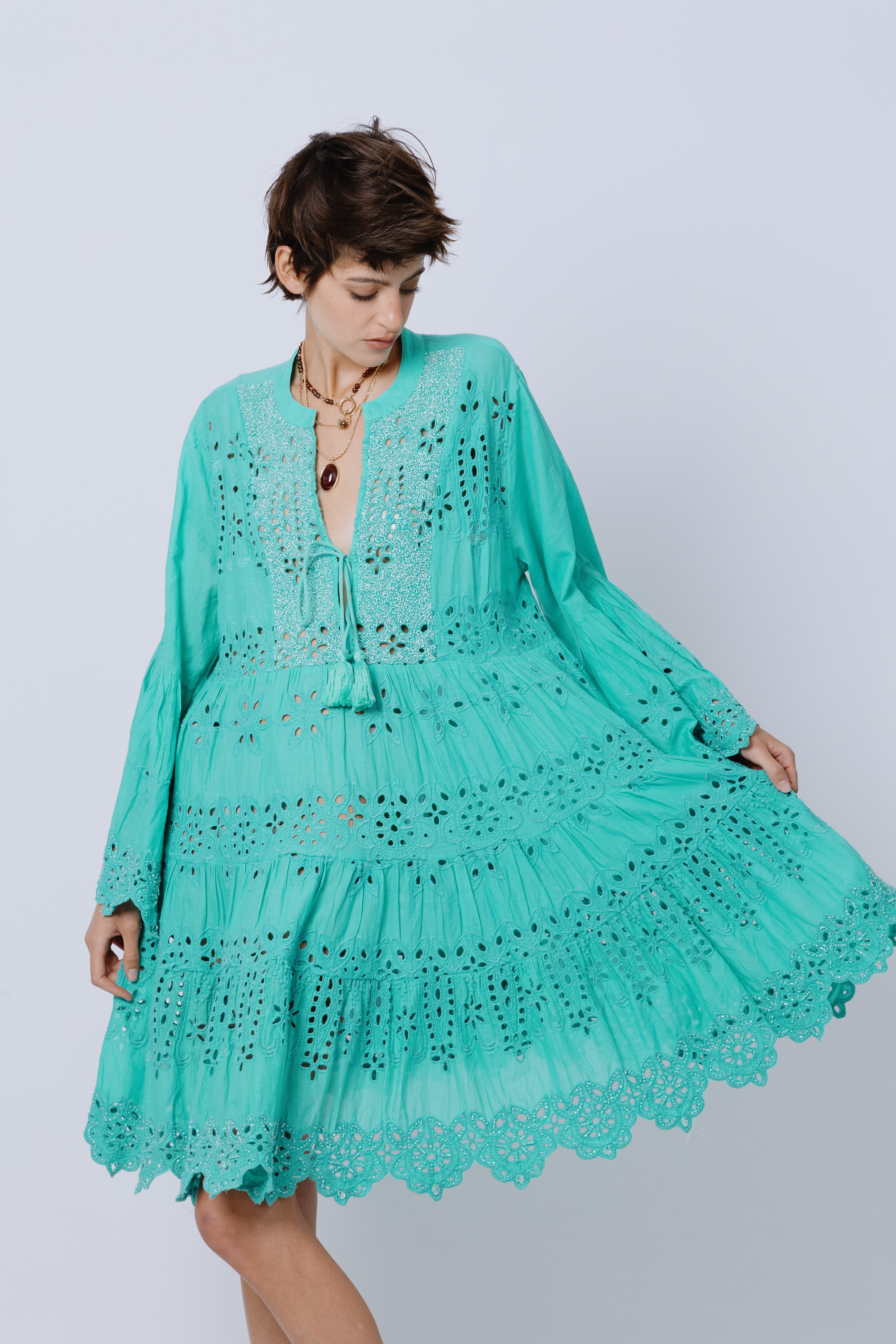 שמלת ריזורט תחרה כותנה טיפאני