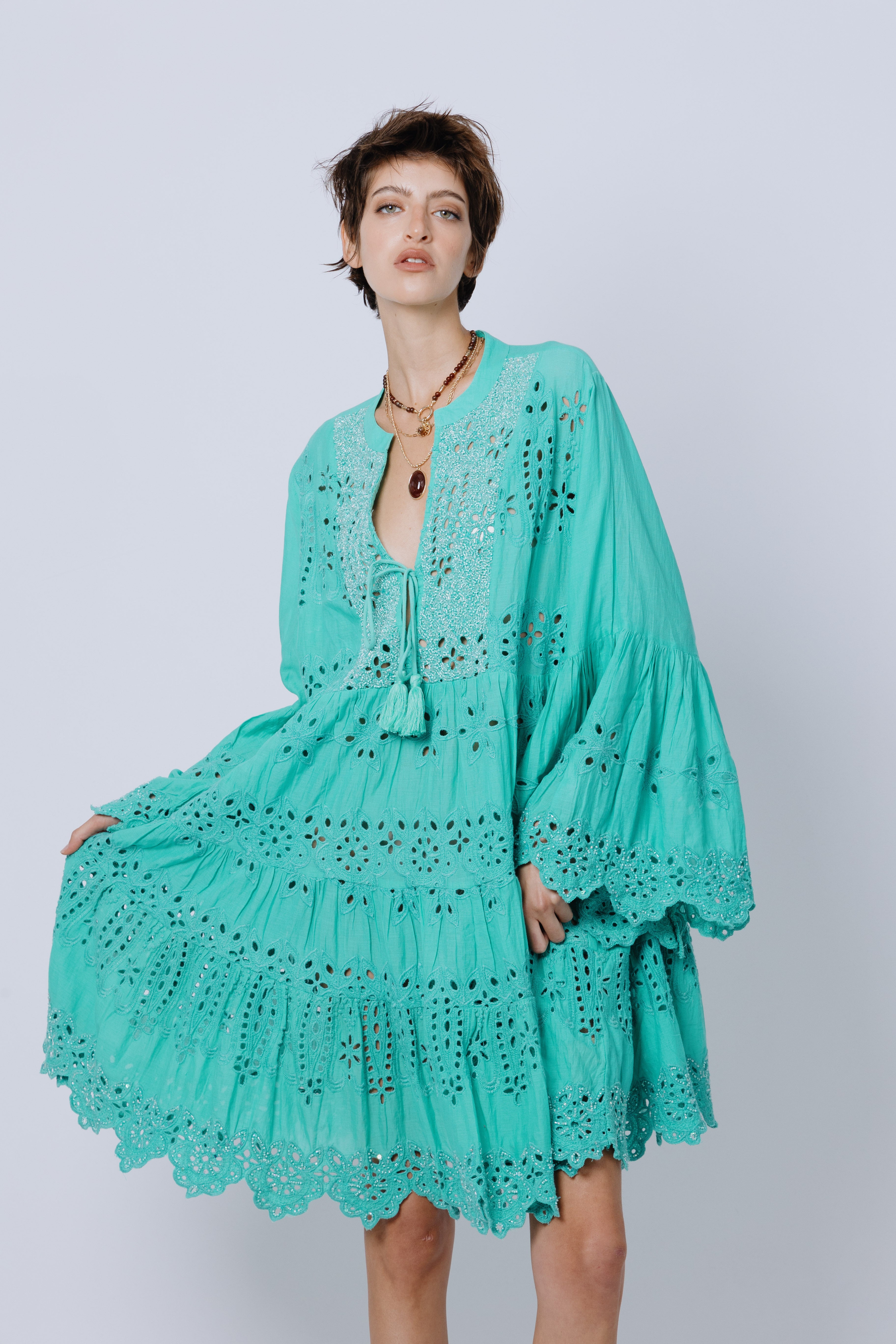 שמלת ריזורט תחרה כותנה טיפאני