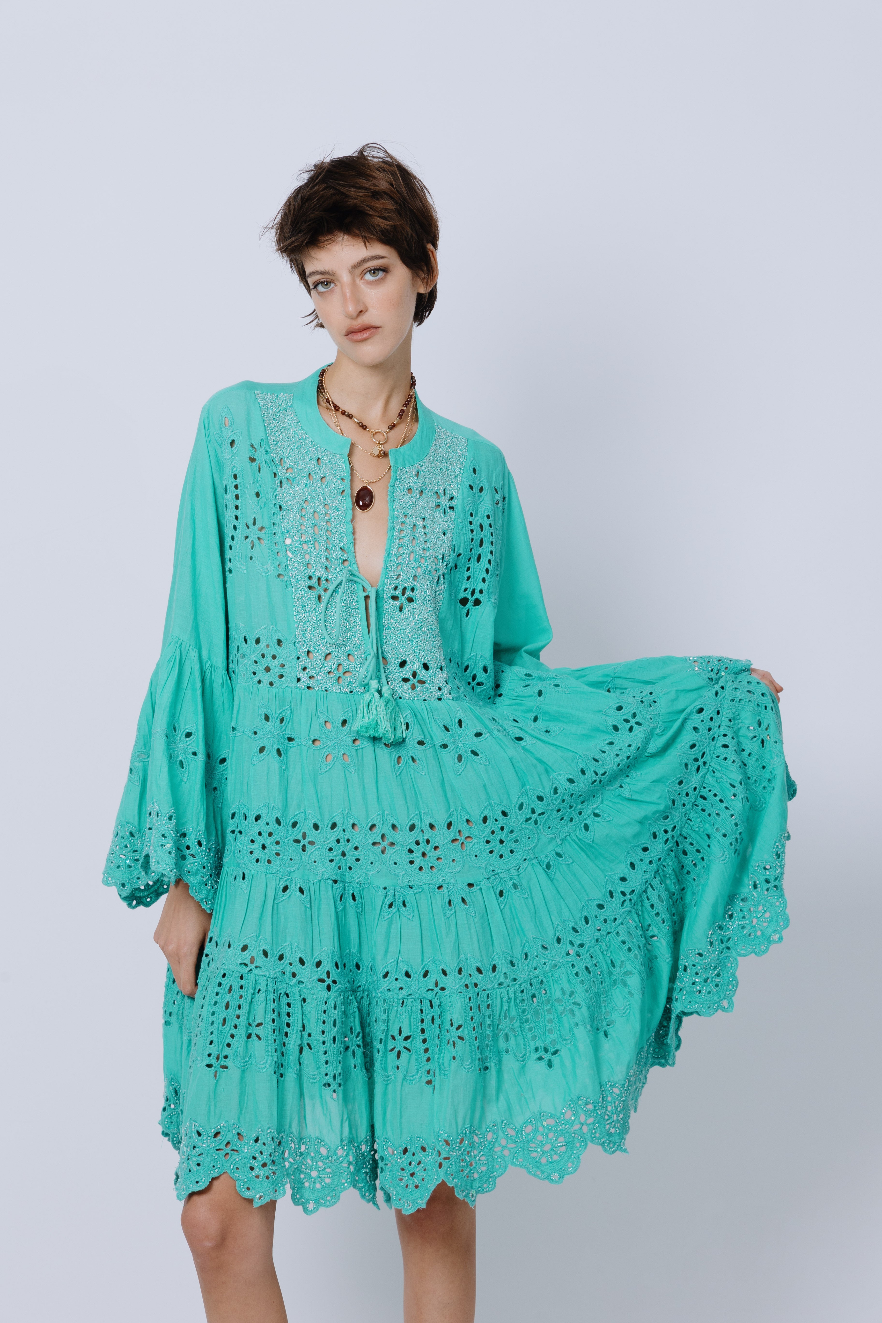 שמלת ריזורט תחרה כותנה טיפאני