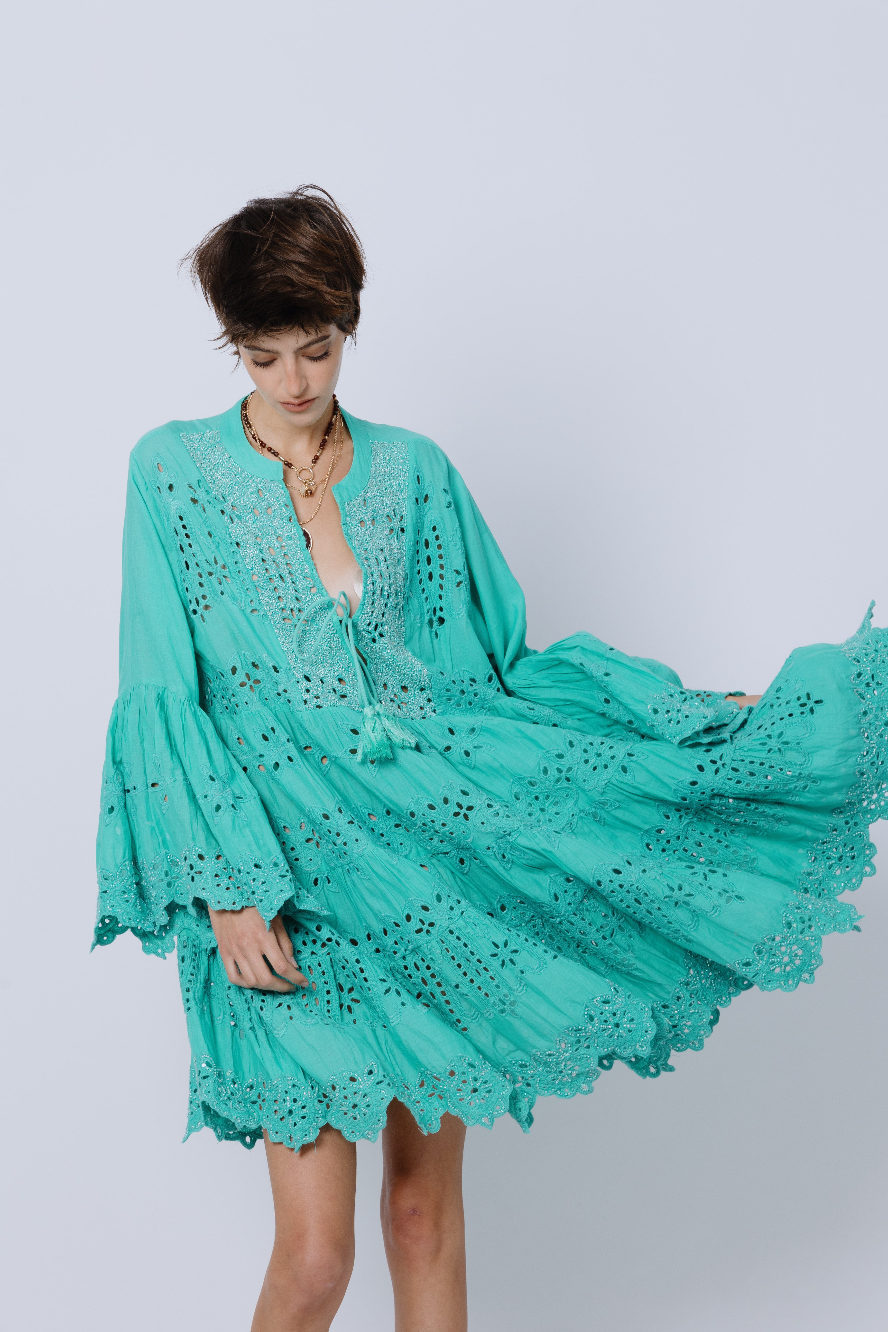 שמלת ריזורט תחרה כותנה טיפאני