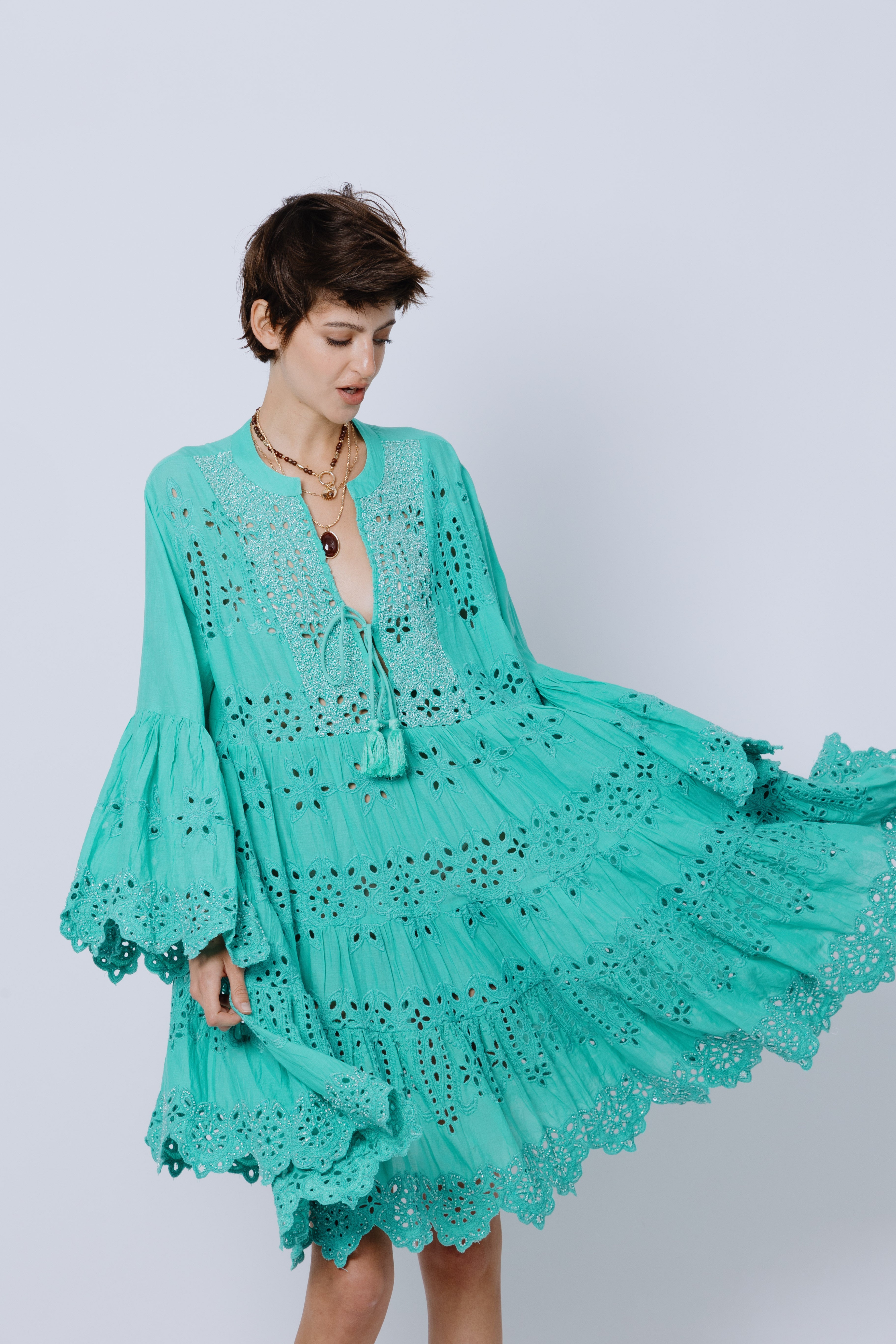 שמלת ריזורט תחרה כותנה טיפאני