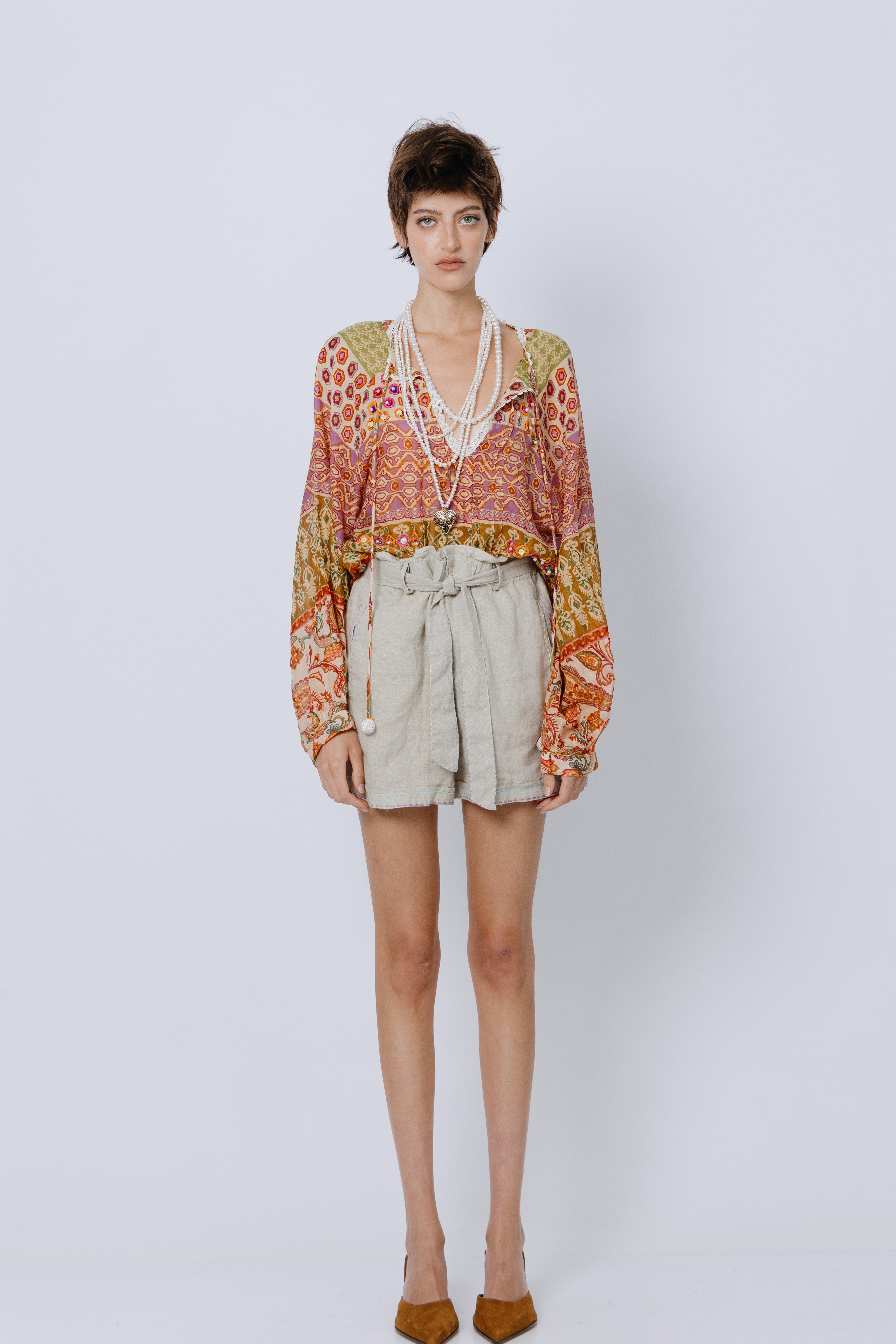 חולצת כותנה דפוס הינדי-פולק