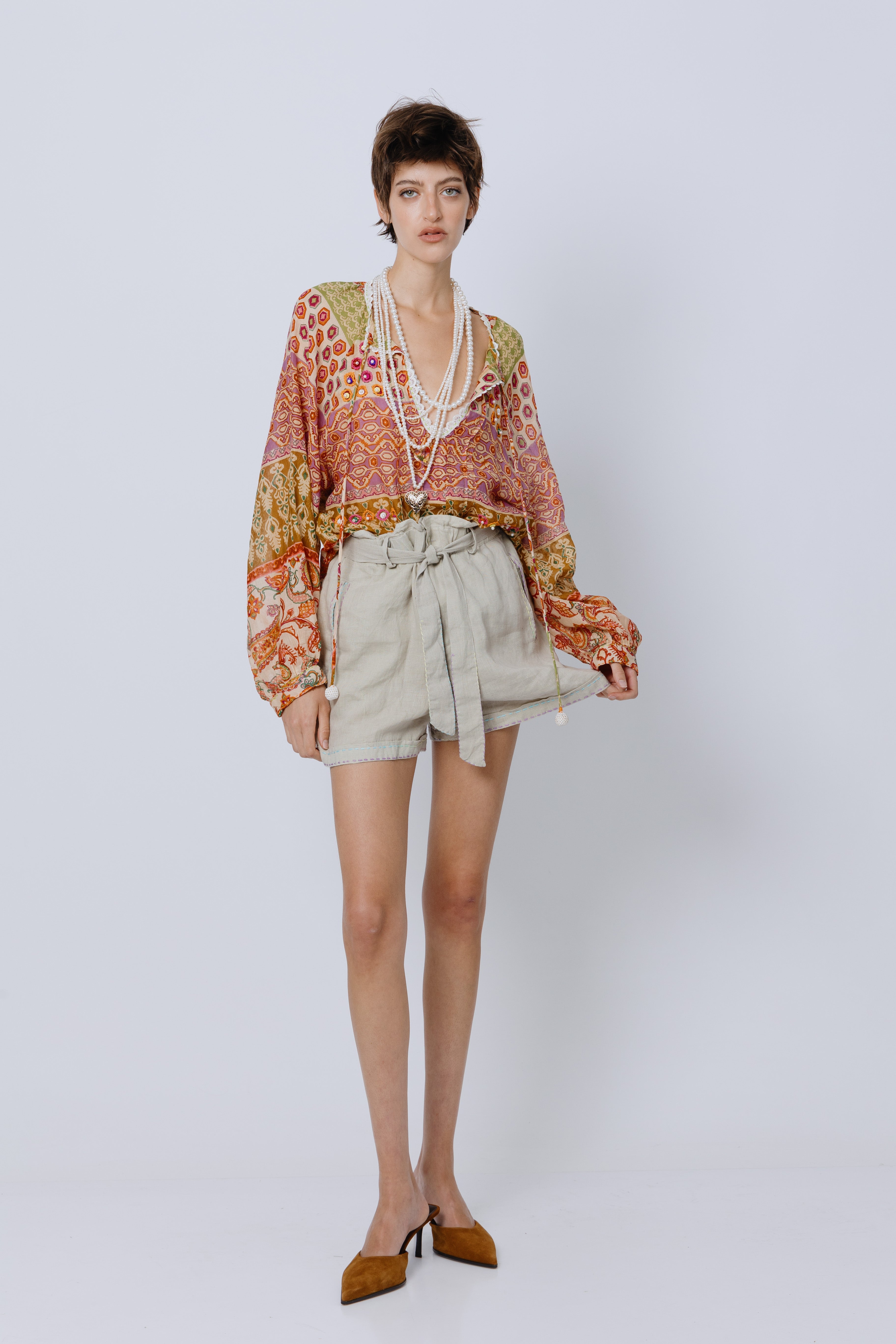 חולצת כותנה דפוס הינדי-פולק