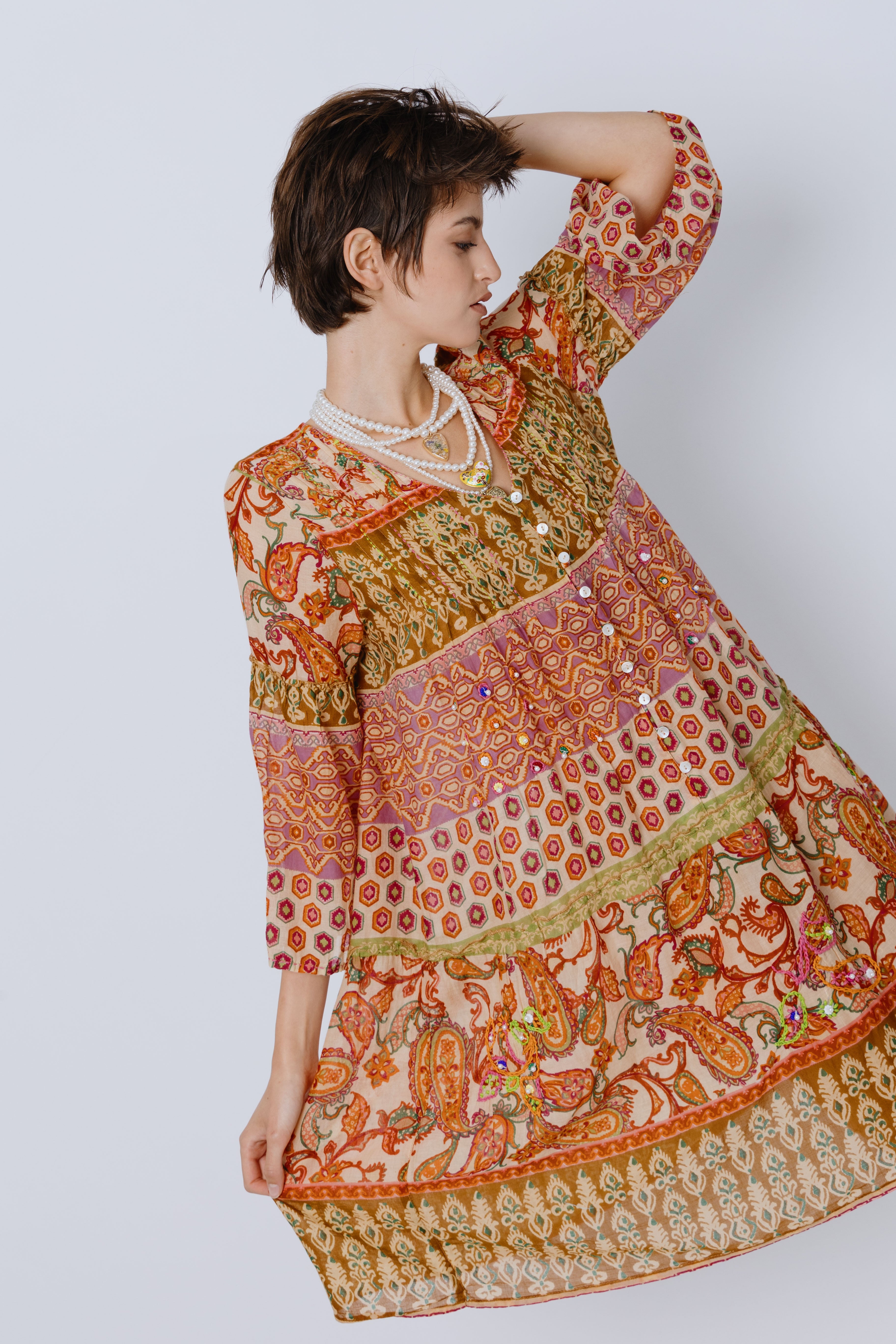 שמלת כותנה הינדי-פולק