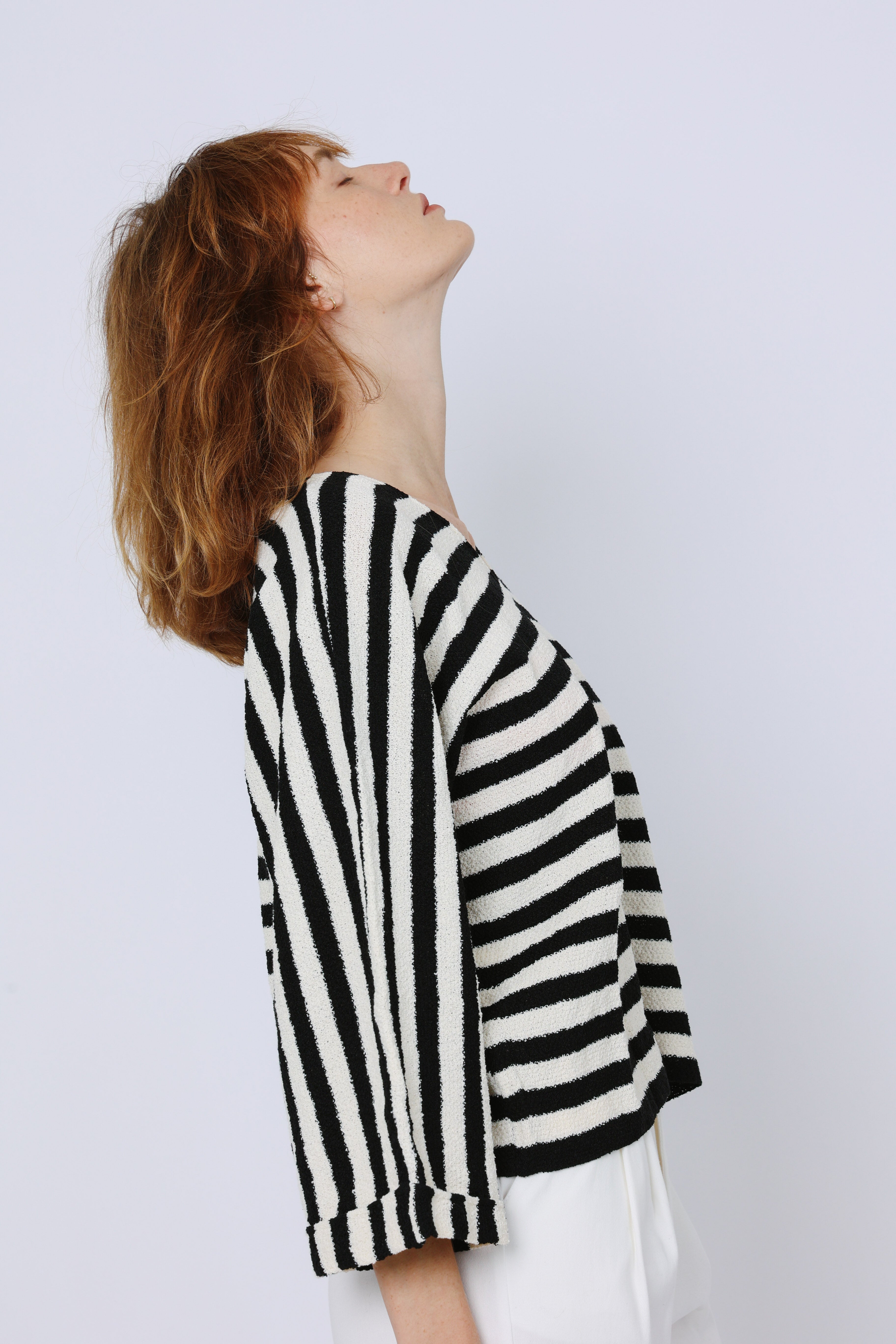 סריג פסים שרוול קימונו