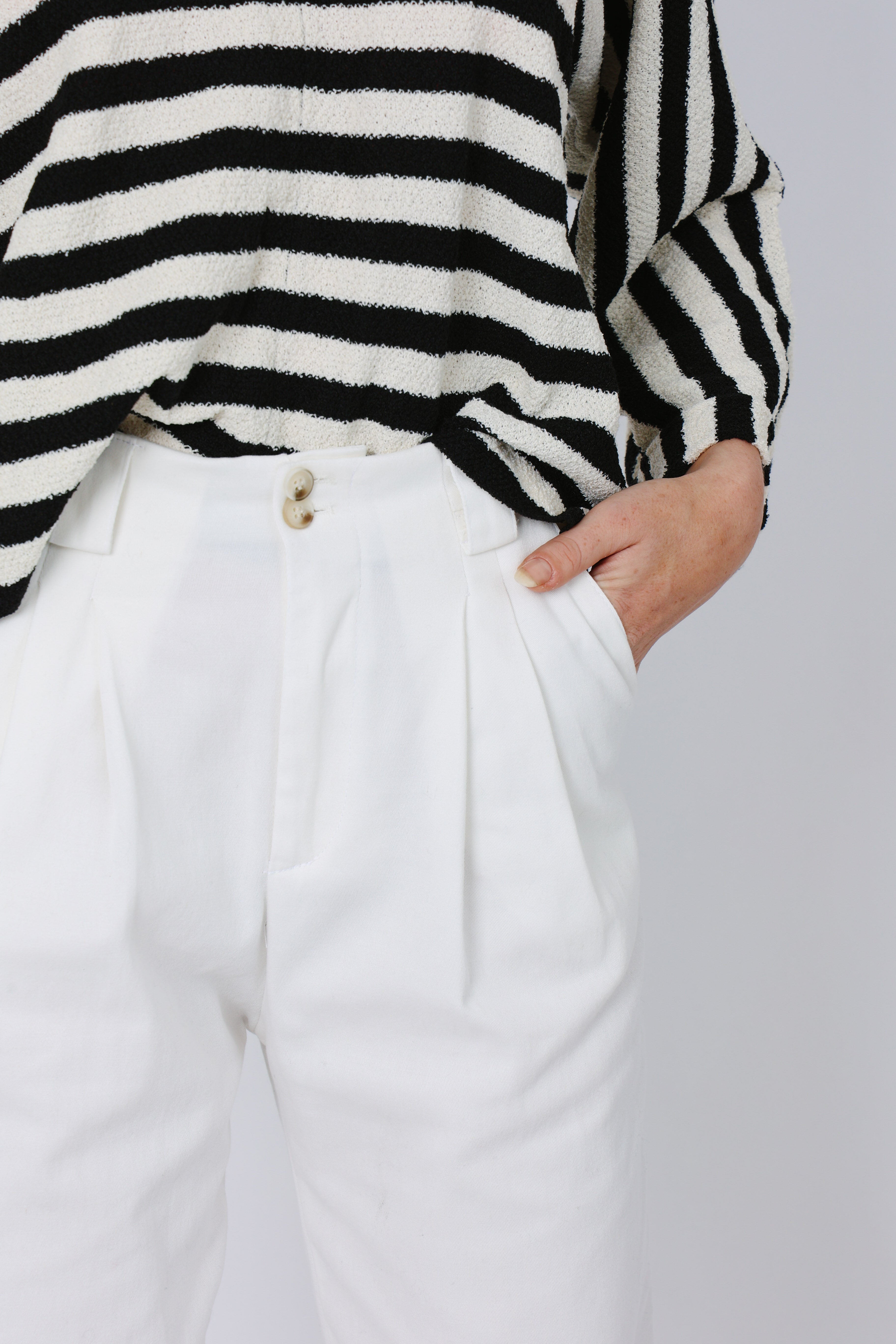 מכנסי כותנה שמנת