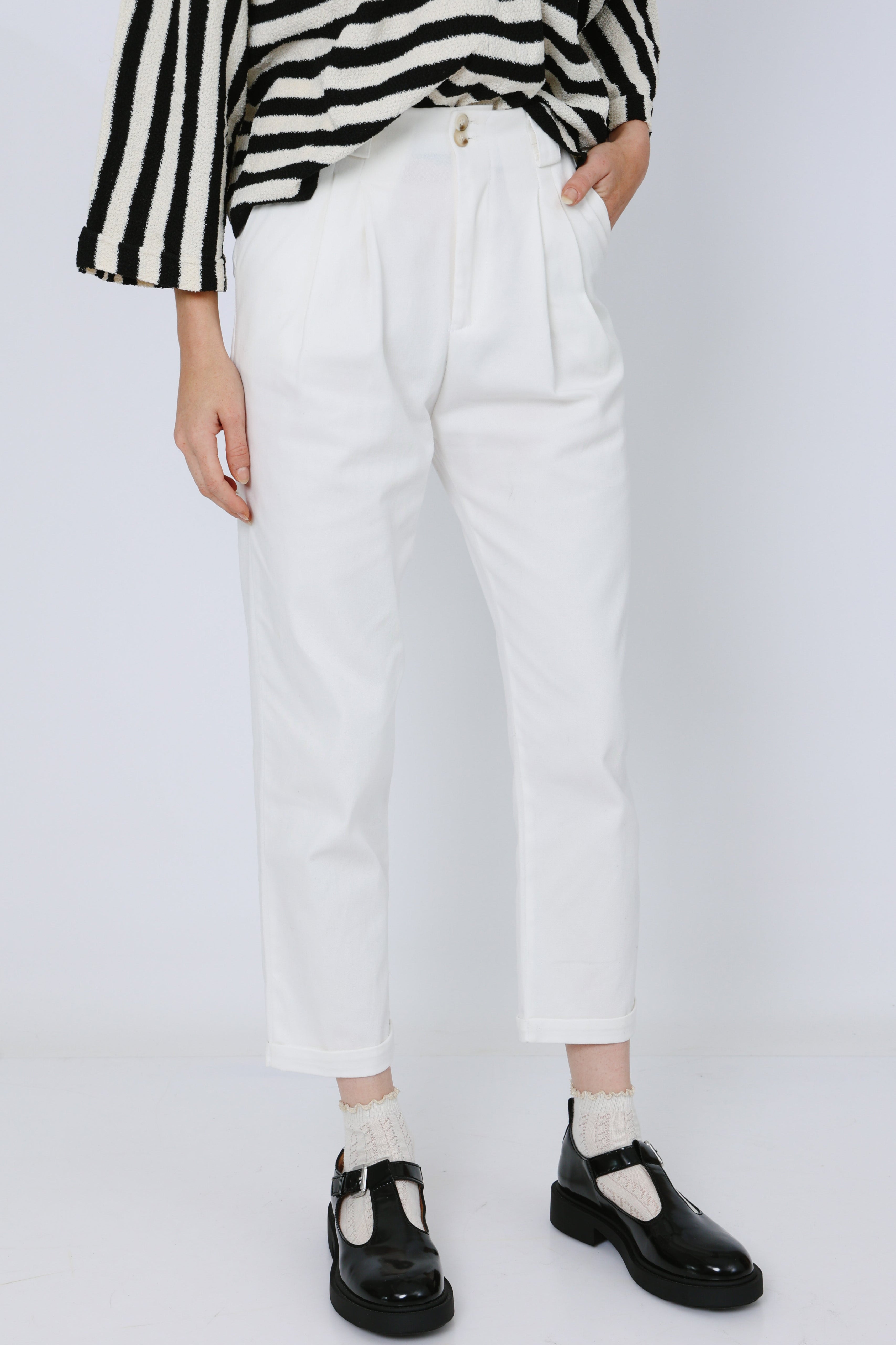 מכנסי כותנה שמנת