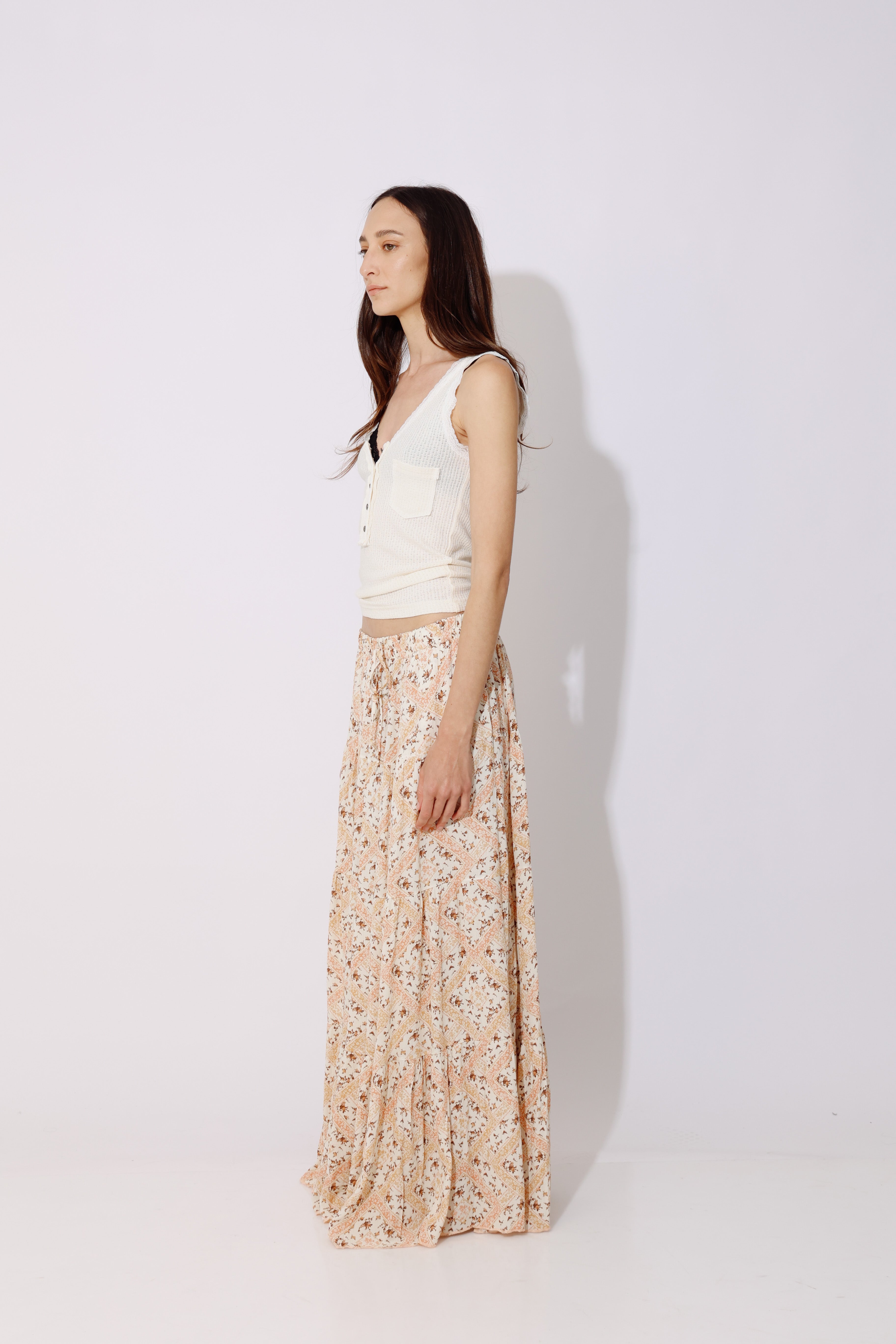 חצאית בוהו מקסי קומות | 100% ריון | Boho Maxi Skirt