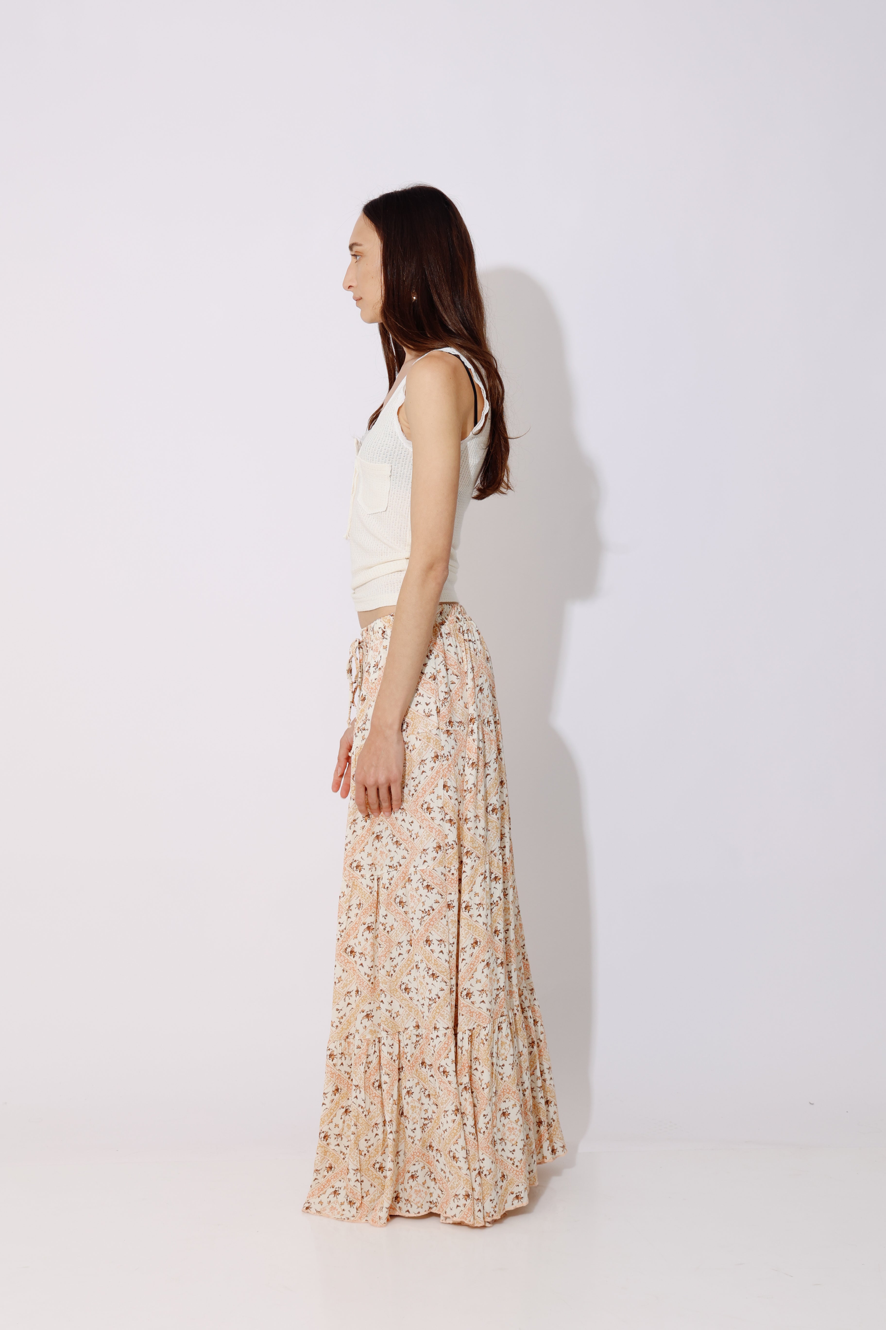 חצאית בוהו מקסי קומות | 100% ריון | Boho Maxi Skirt