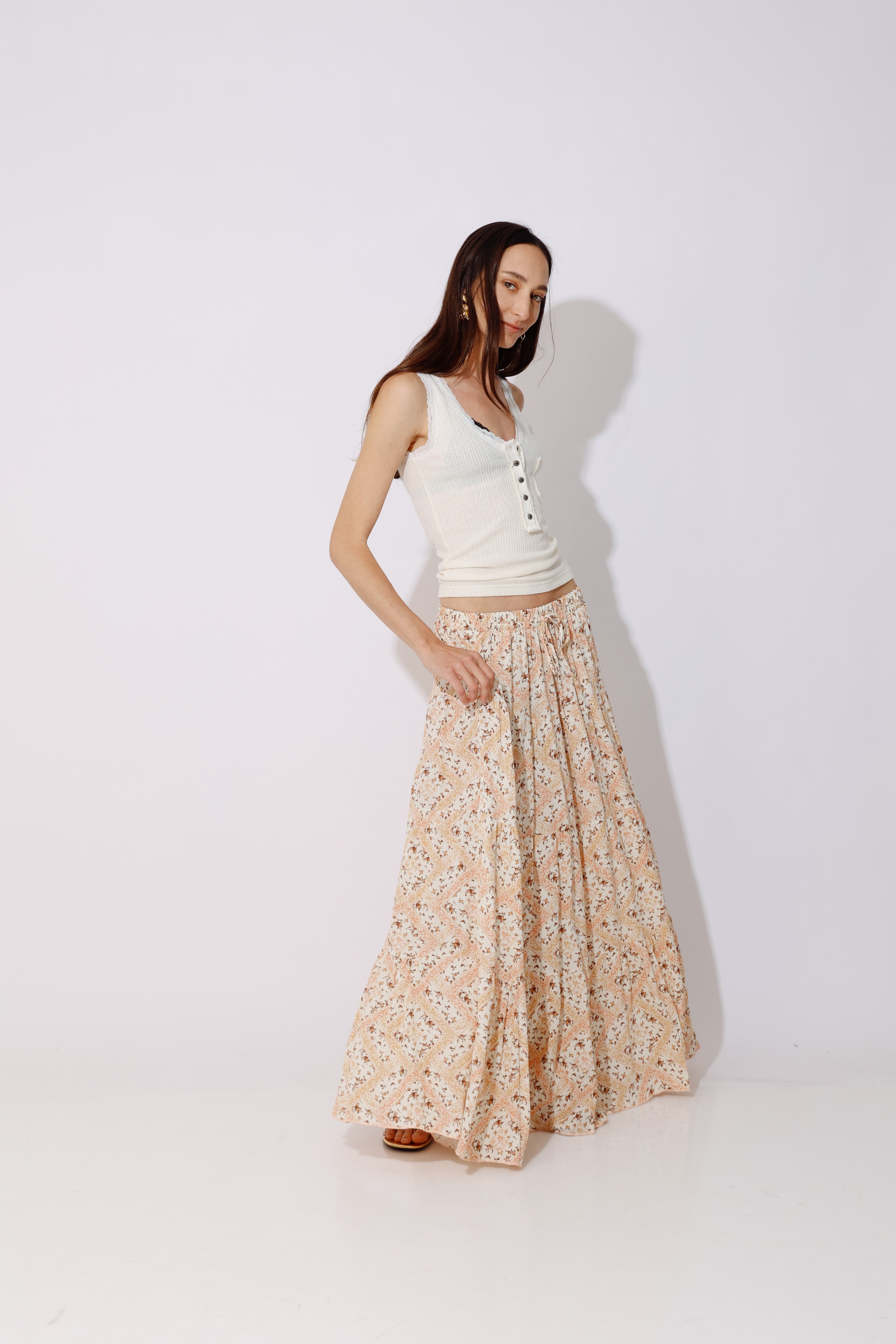 חצאית בוהו מקסי קומות | 100% ריון | Boho Maxi Skirt