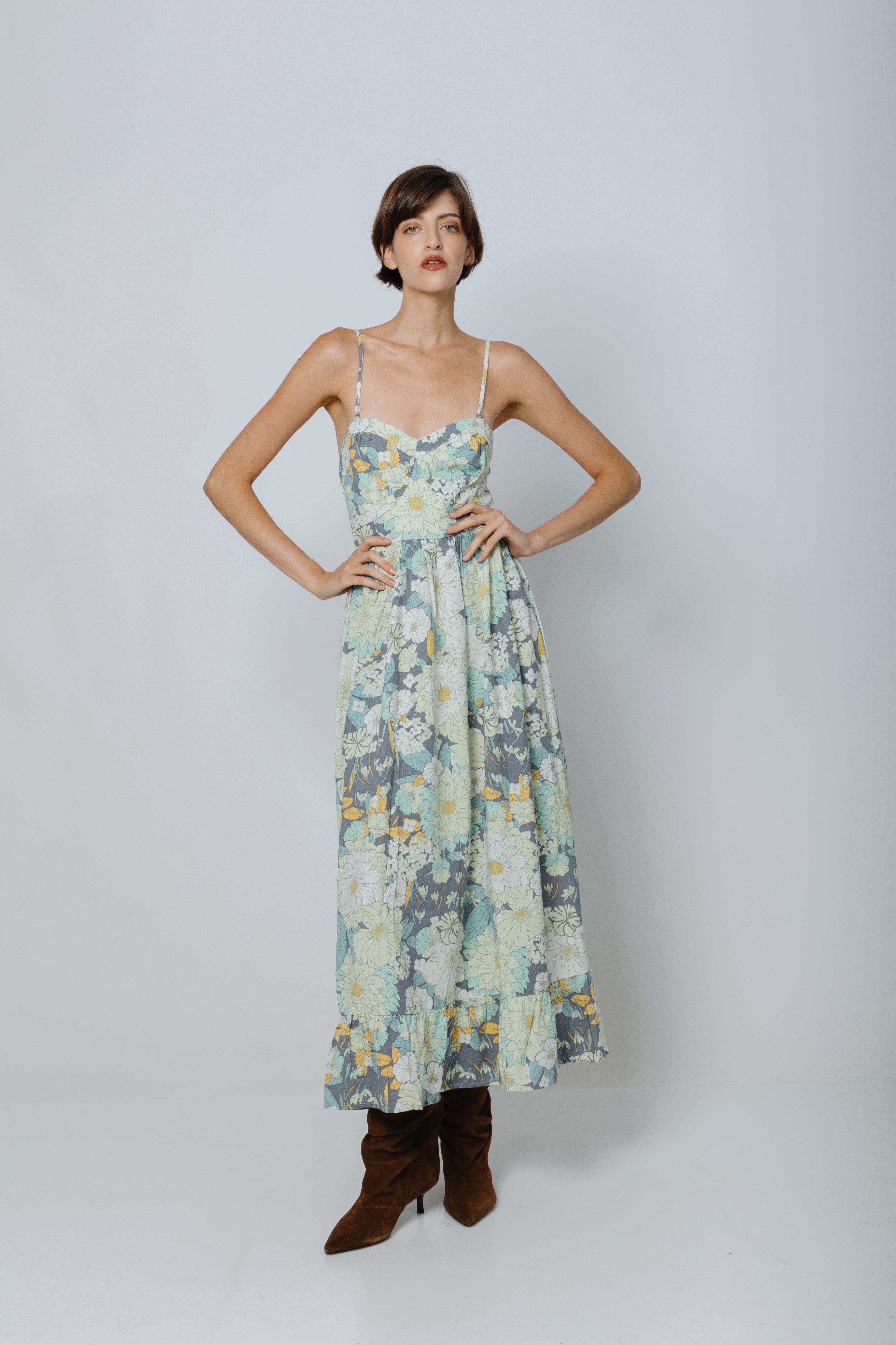 שמלת פלורה פשתן