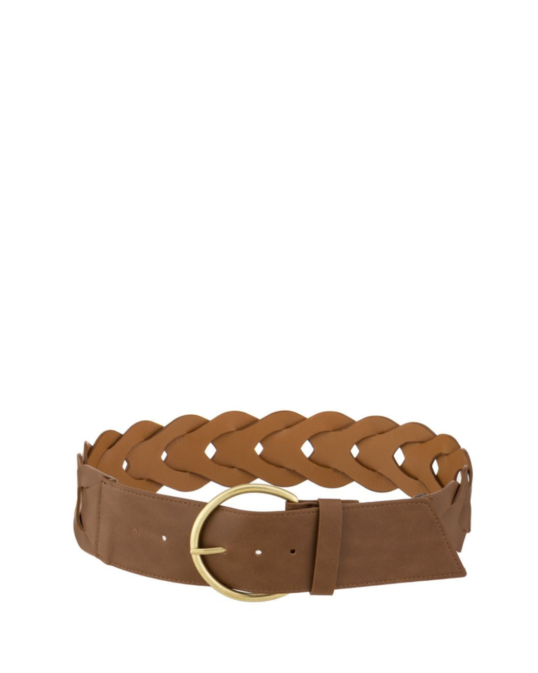 חגורת עור-טבעוני קלועה חומה