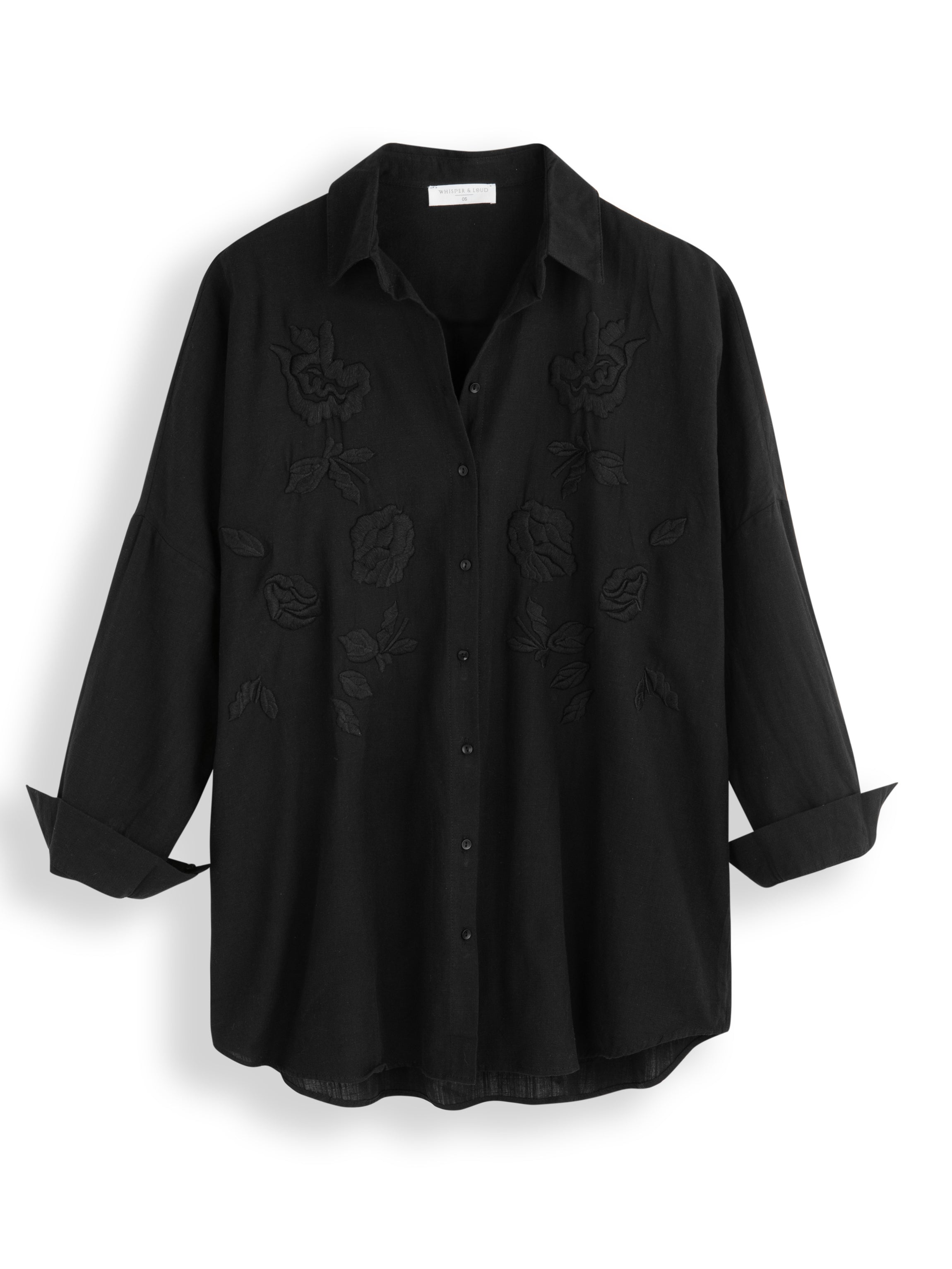 מכופתרת כותנה רקומה