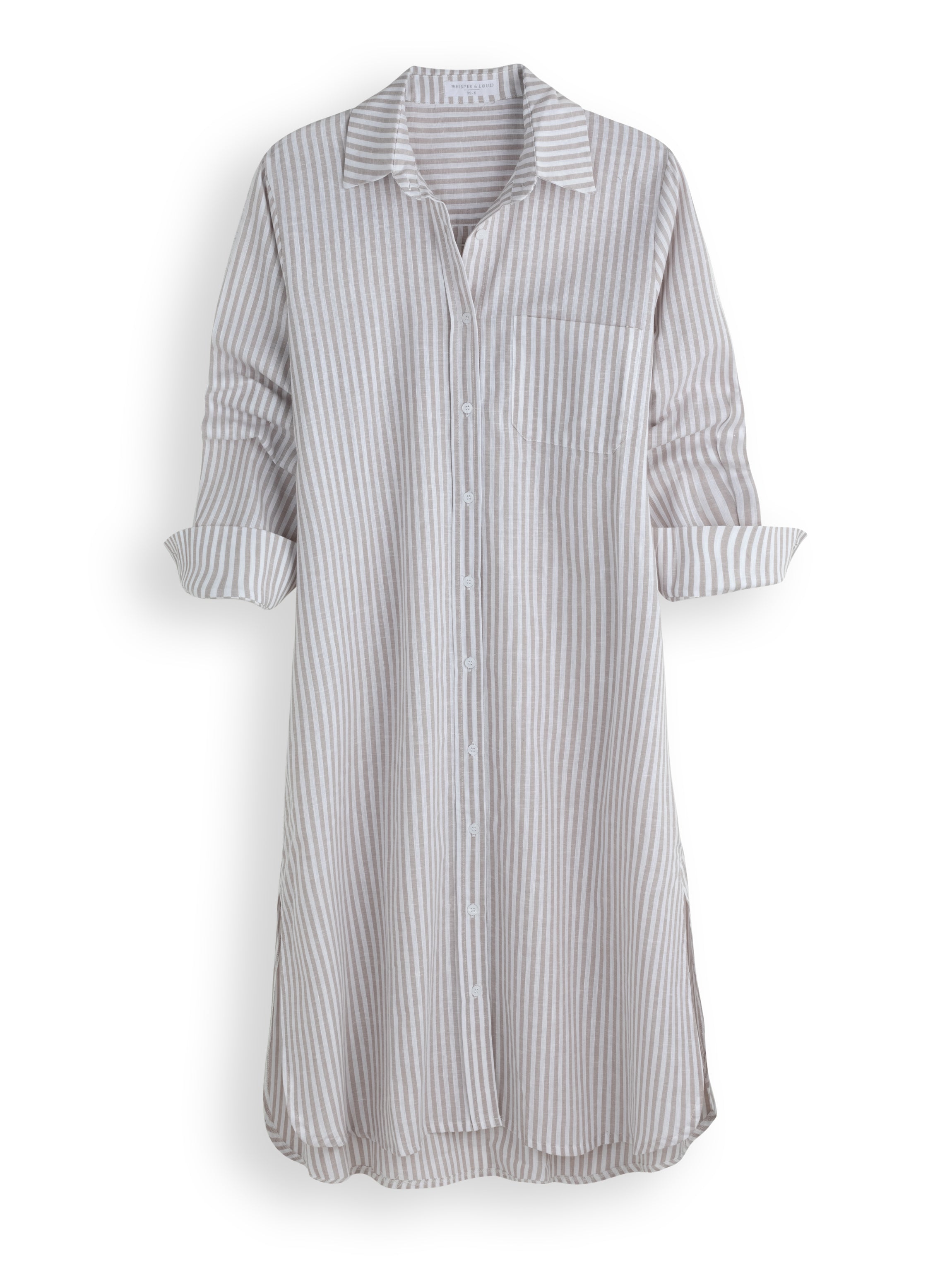 שמלת חולצה פס פשתן