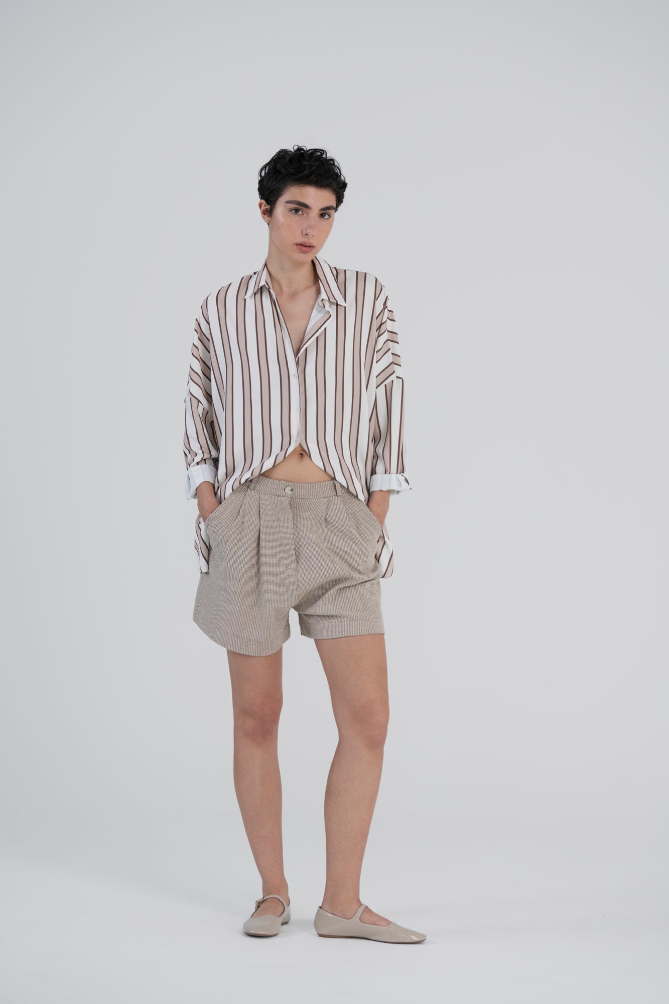 חולצה מכופתרת פס סאטן- סיאסטה