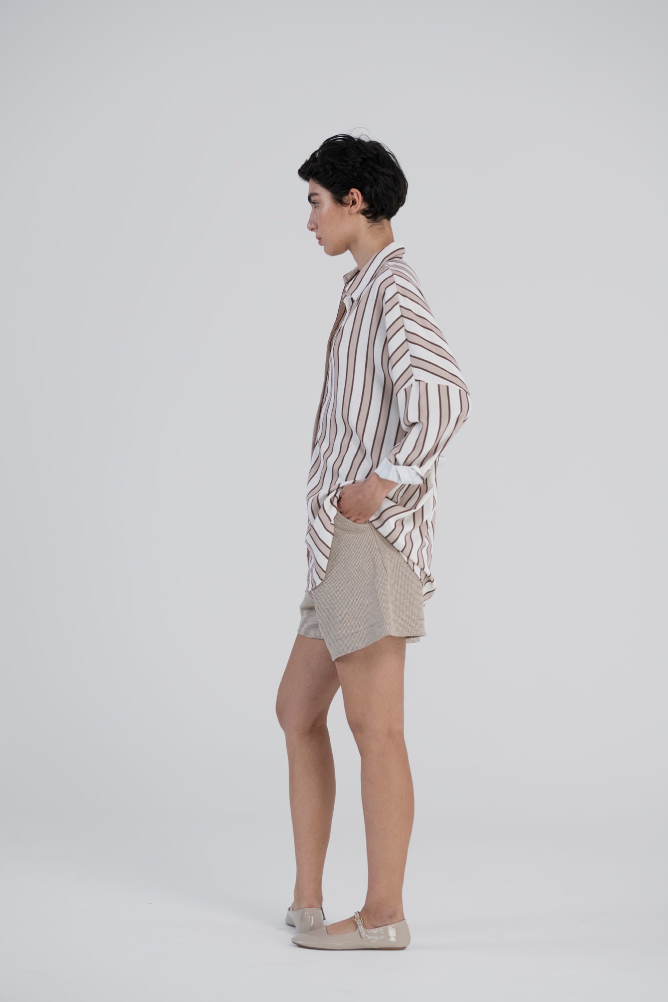 חולצה מכופתרת פס סאטן- סיאסטה