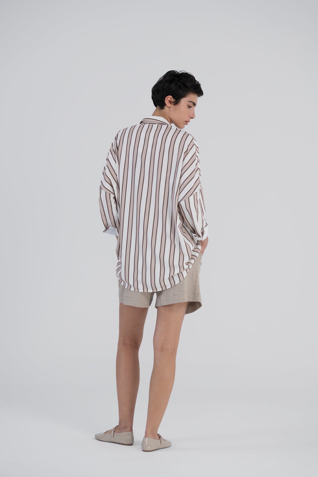 חולצה מכופתרת פס סאטן- סיאסטה