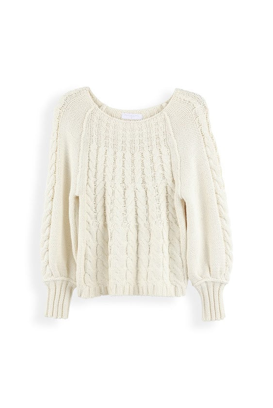 סוודר כותנה צמות שמנת קורטינה