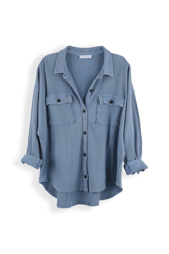 חולצת ואוברסייז פל כותנה מכופתרת