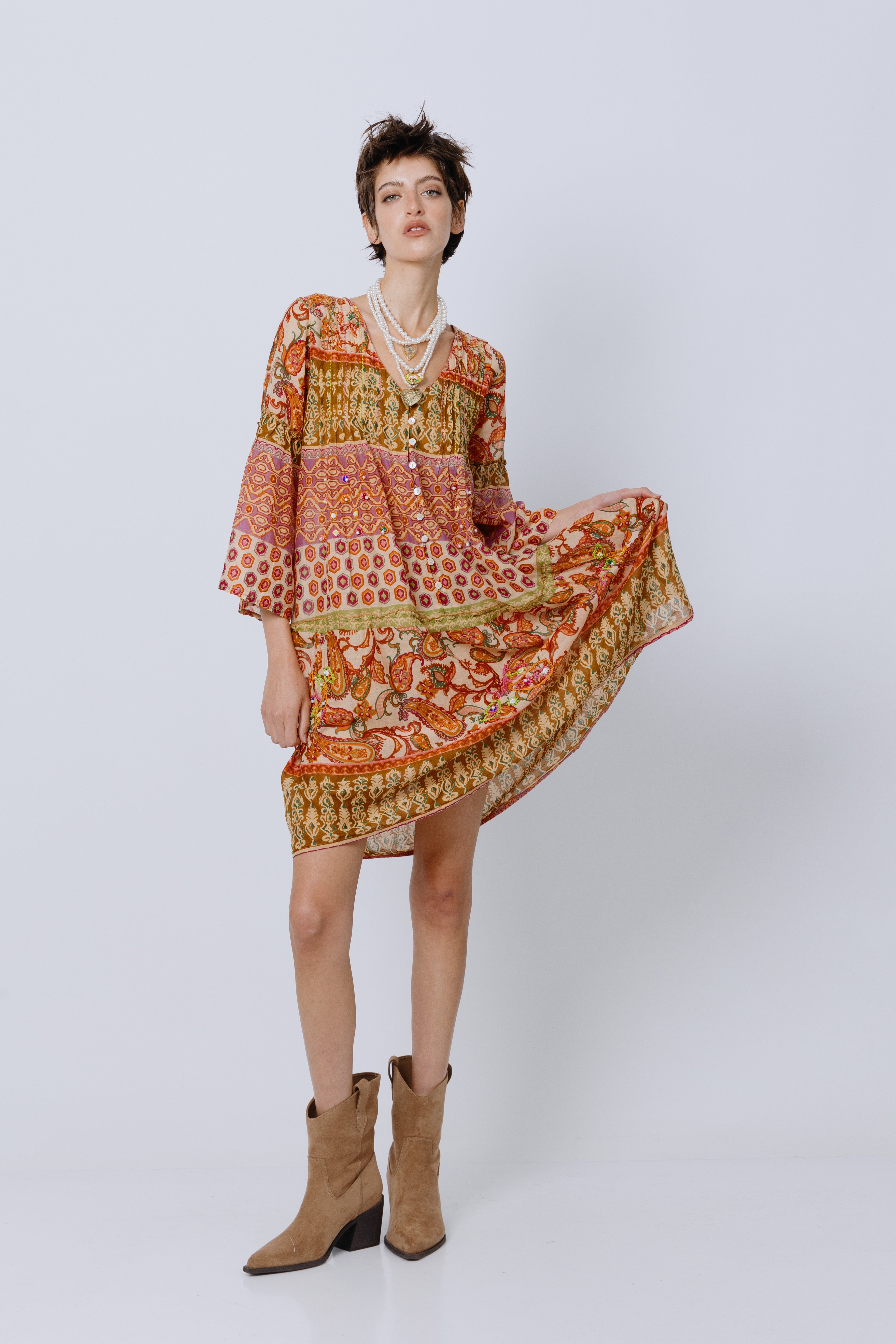 שמלת כותנה הינדי-פולק