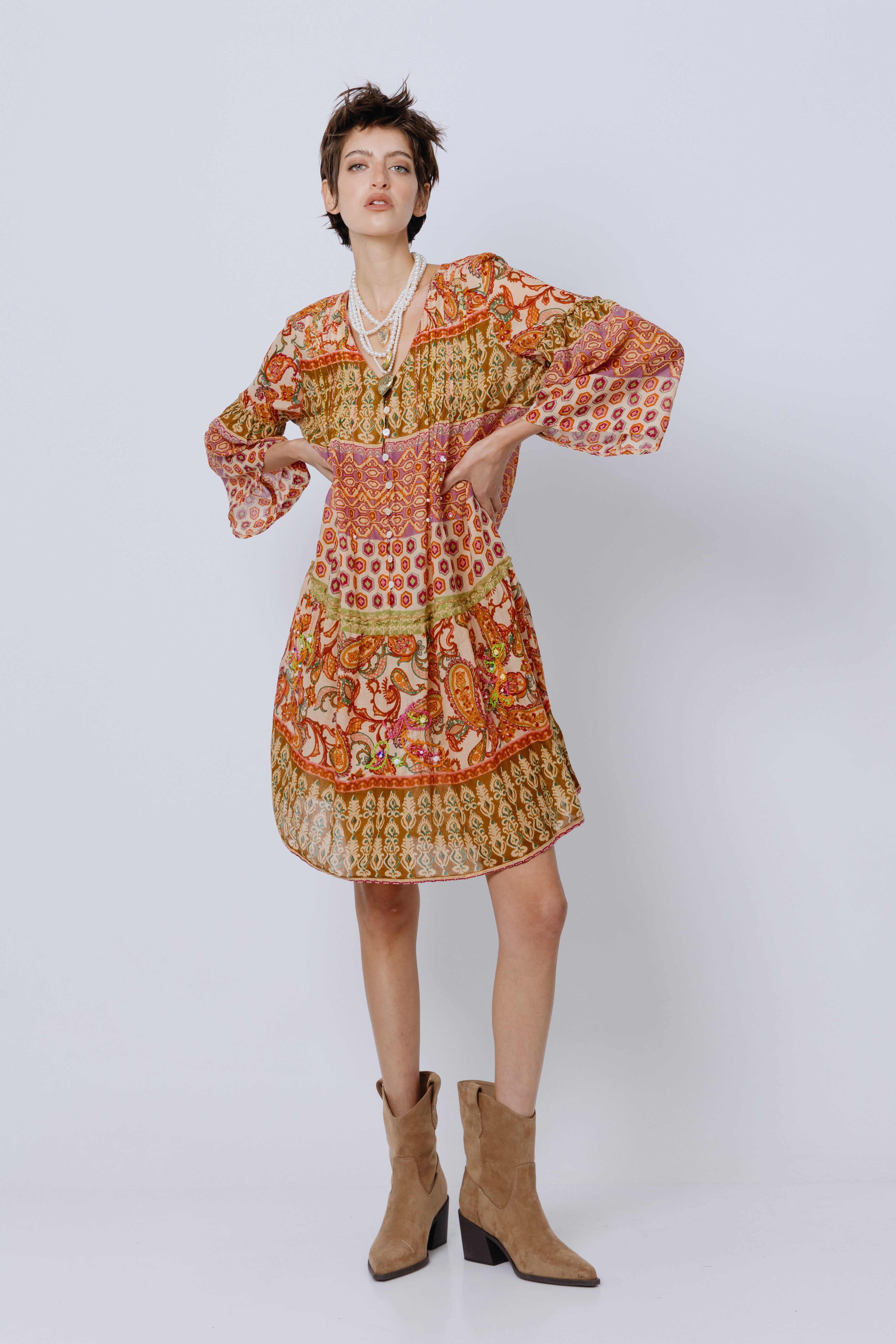 שמלת כותנה הינדי-פולק