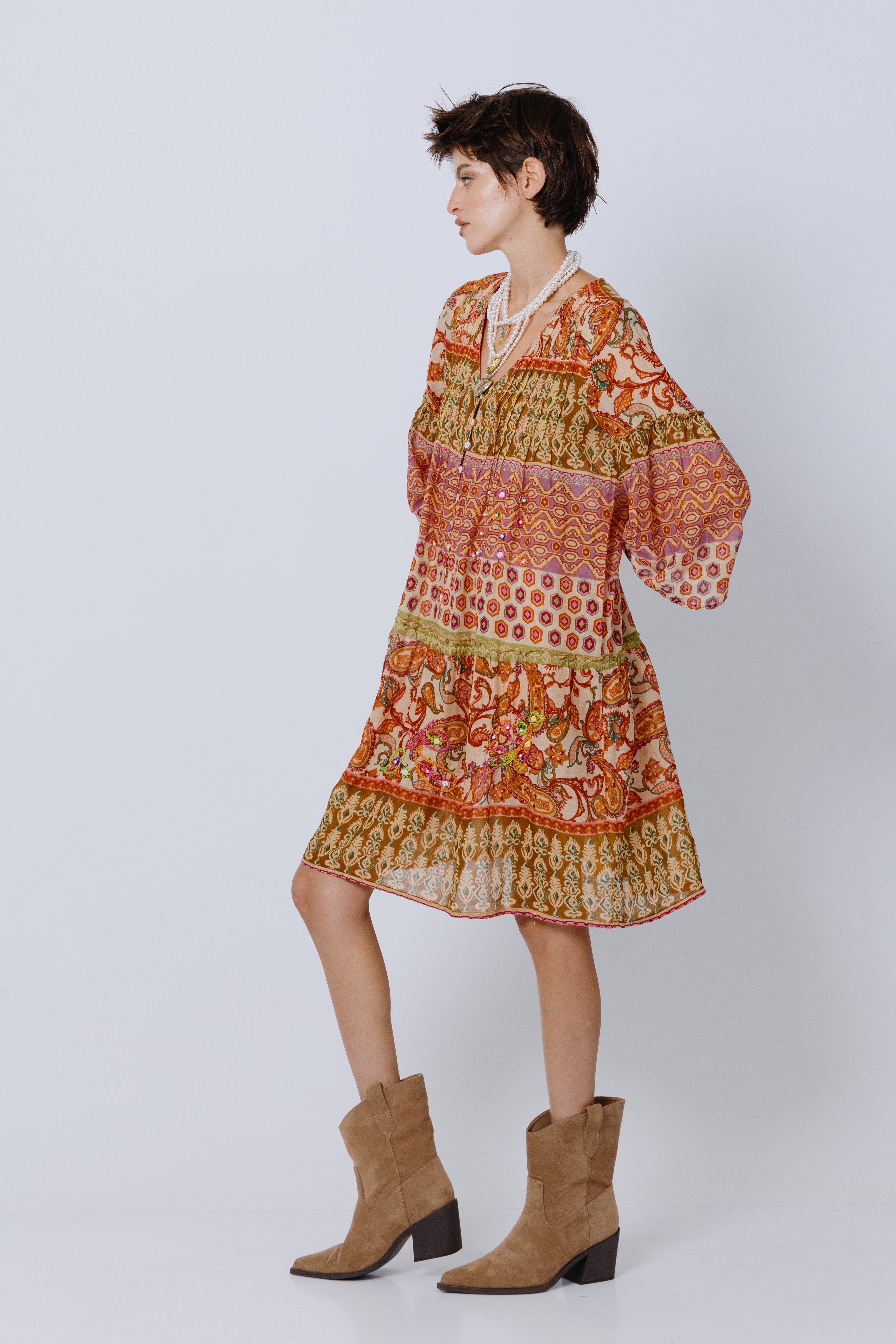 שמלת כותנה הינדי-פולק