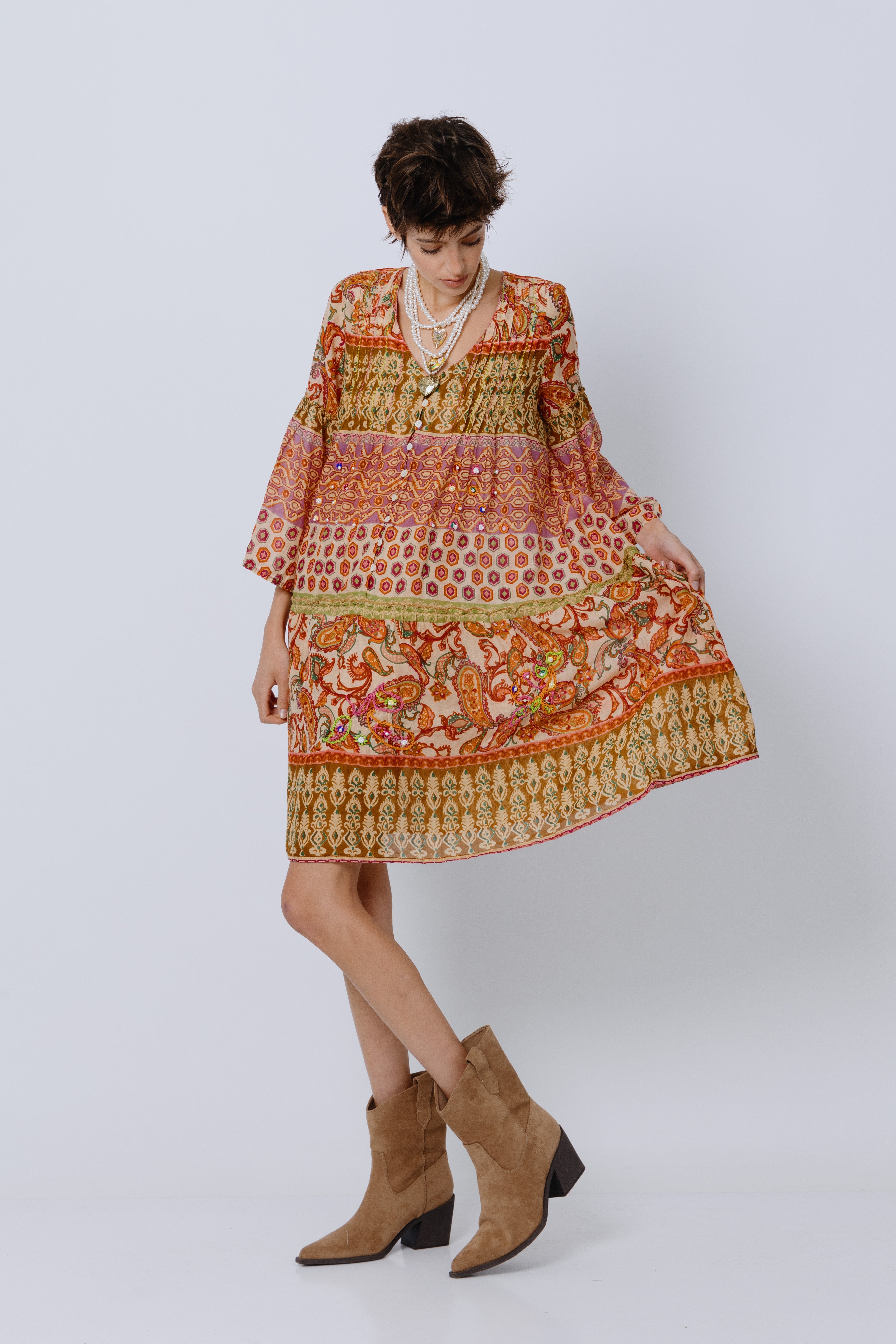 שמלת כותנה הינדי-פולק