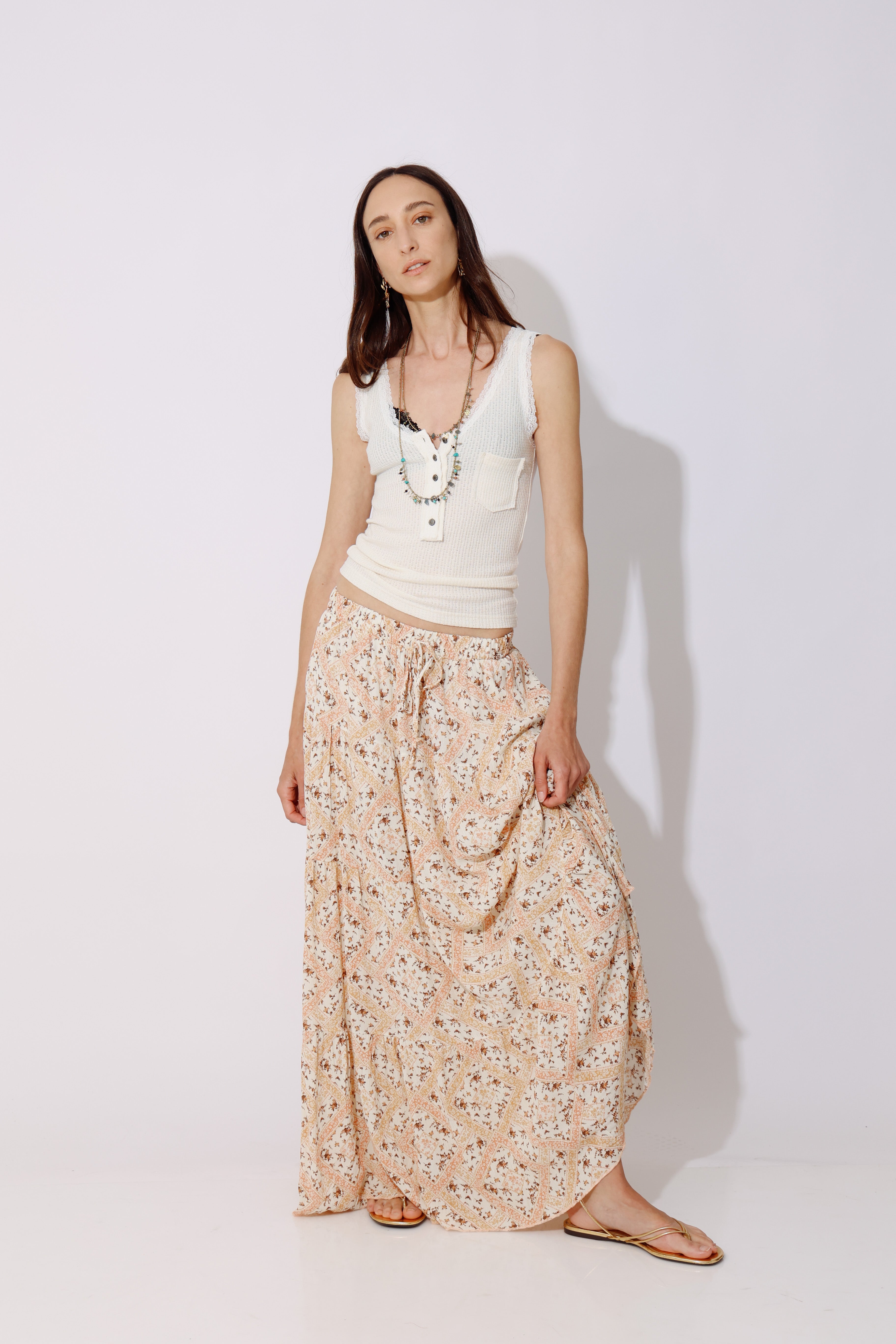 חצאית בוהו מקסי קומות | 100% ריון | Boho Maxi Skirt